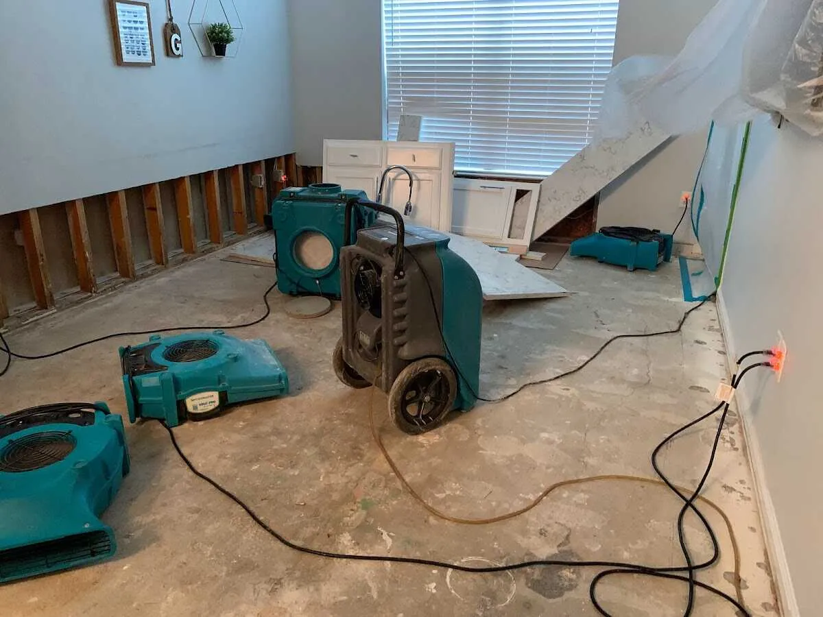 Dehumidifier in flood-cut room for Water Damage Restoration in Winthrop